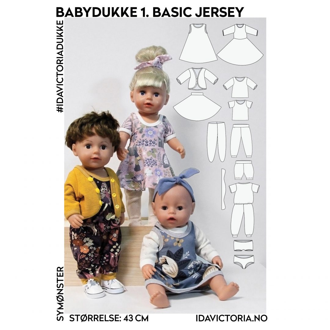 Ida Victoria mønster - Sy til babydukke basic jersey