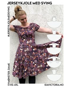 Ida Victoria mønster - jerseykjole med sving til voksen