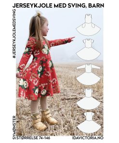 Ida Victoria mønster - jerseykjole med sving til barn